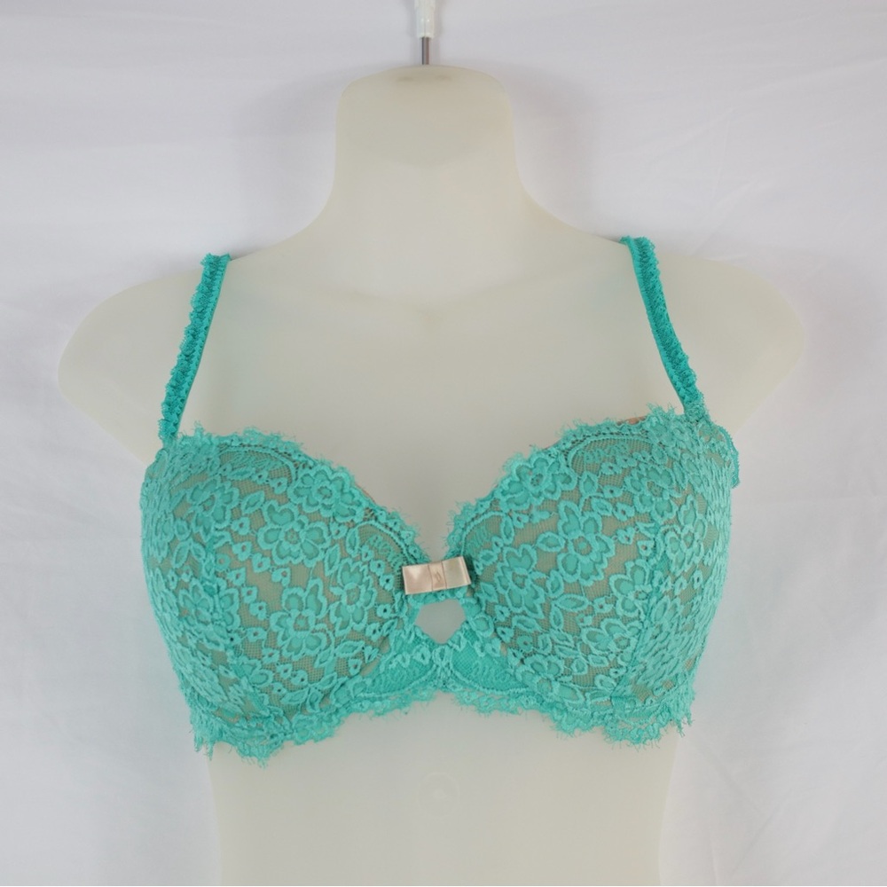 Aerie Teal Lace Padded Balconette Bra Size 36D